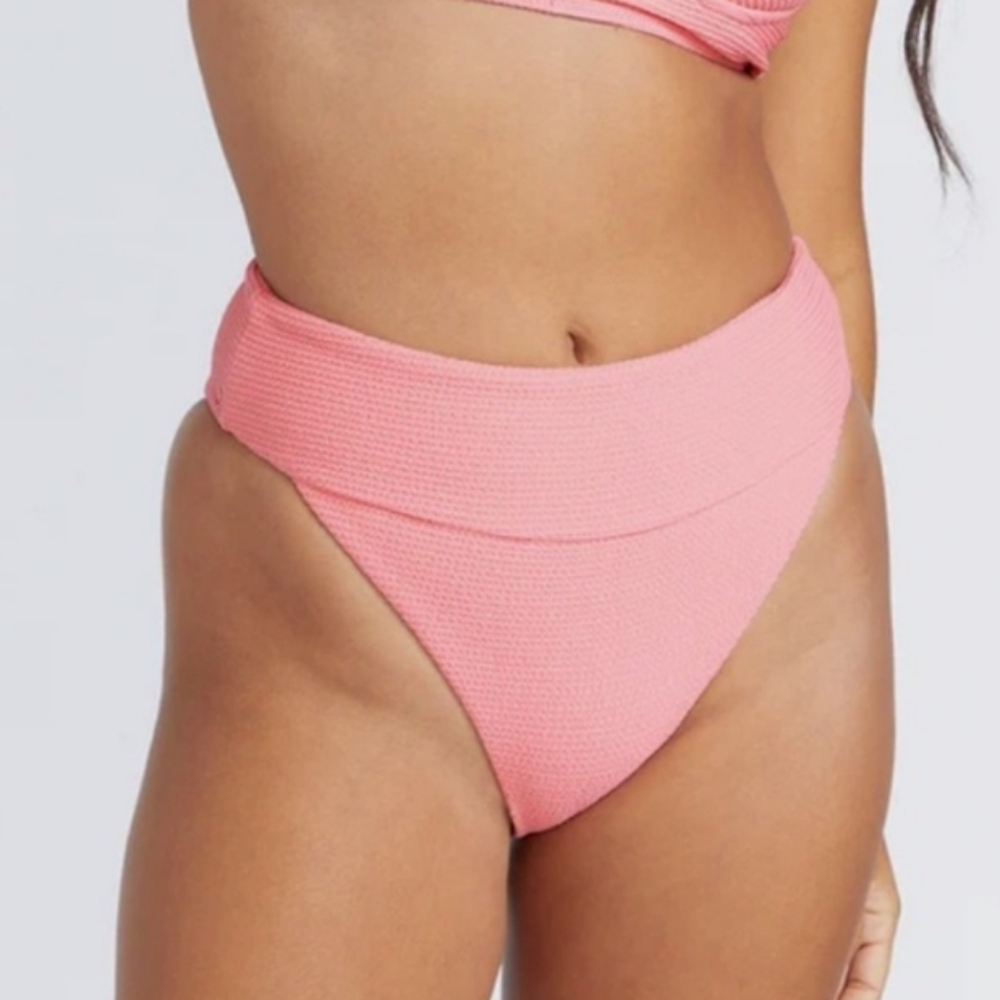 New Volcom So Current Pink Cheeky High Waist Bikini‎ Bottoms XS